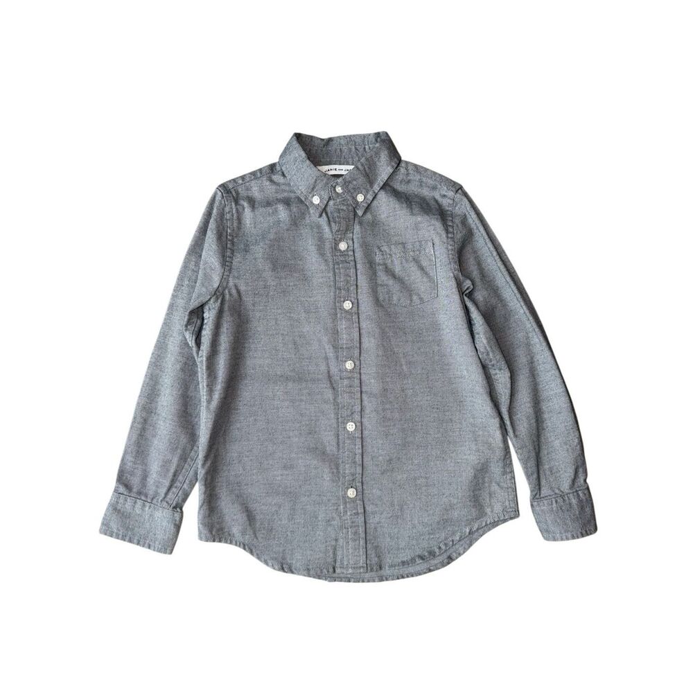 Janie And Jack Gray Button Down Oxford Shirt Size 5 Boys